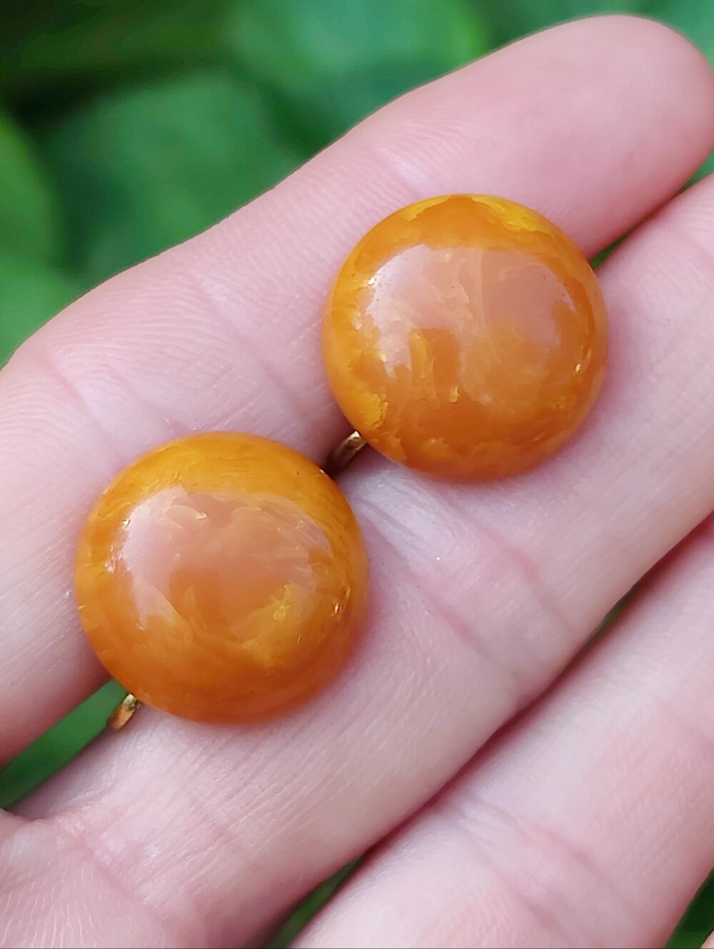 Antique Bakelite Button Earrings